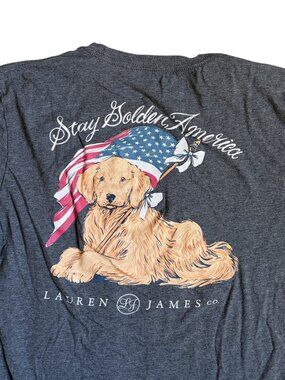 LJ by Lauren James "Stay Golden America" Golden Retriever T-Shirt (Grey) S